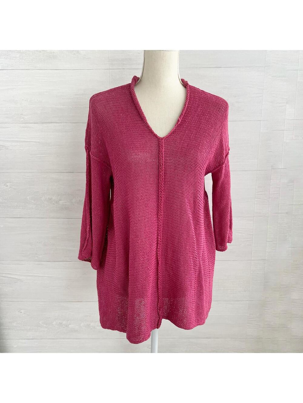 *flaw Skif Skifo - Pink v-neck knit pullover sweater, M Size approximate